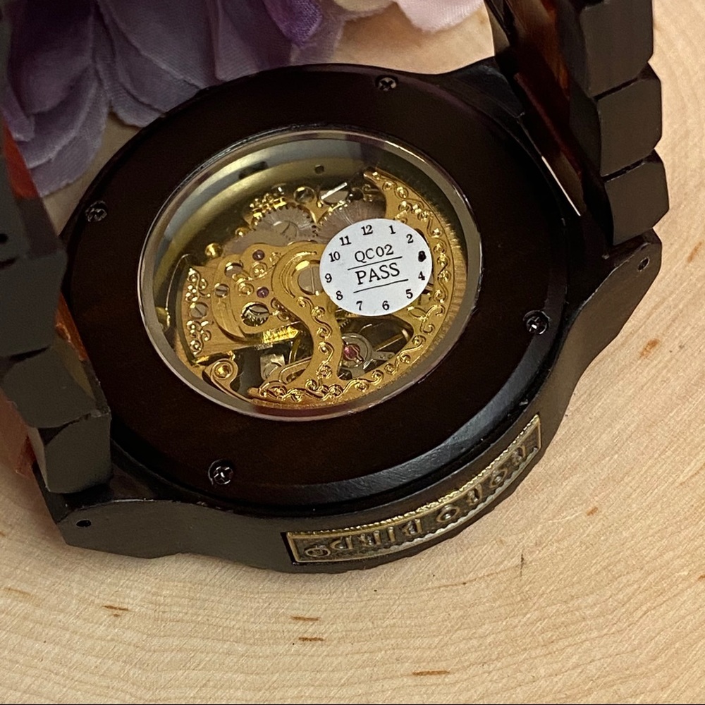 Luxury Ebony & Sandalwood Automatic Kinetic Watch - Picture 13 of 16
